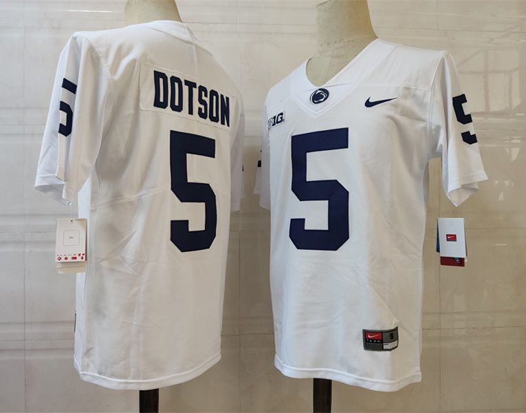 Men Penn State Natty Lions #5 Dotson White Nike 2025 NCAA Jersey